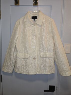 Bernardo Cream Quilted Button-Front Jacket